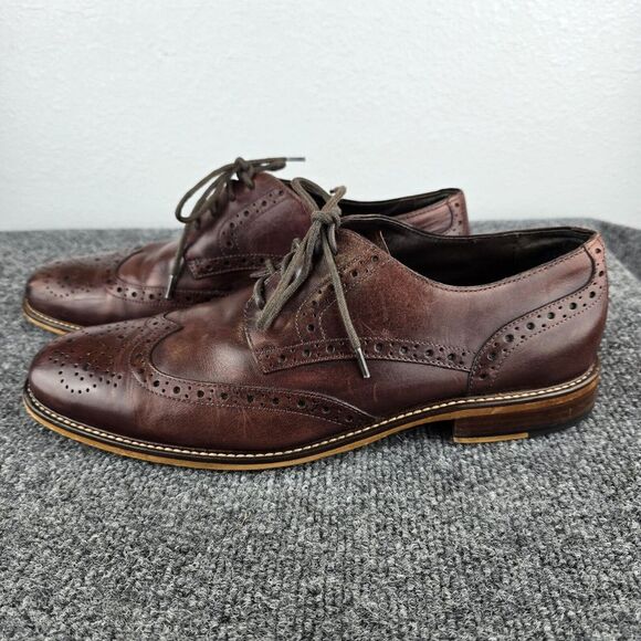 Joseph Abboud Mens Brown Leather Wingtip Derby Dress Shoe Sz 10‎  pre-owned - Picture 3 of 14